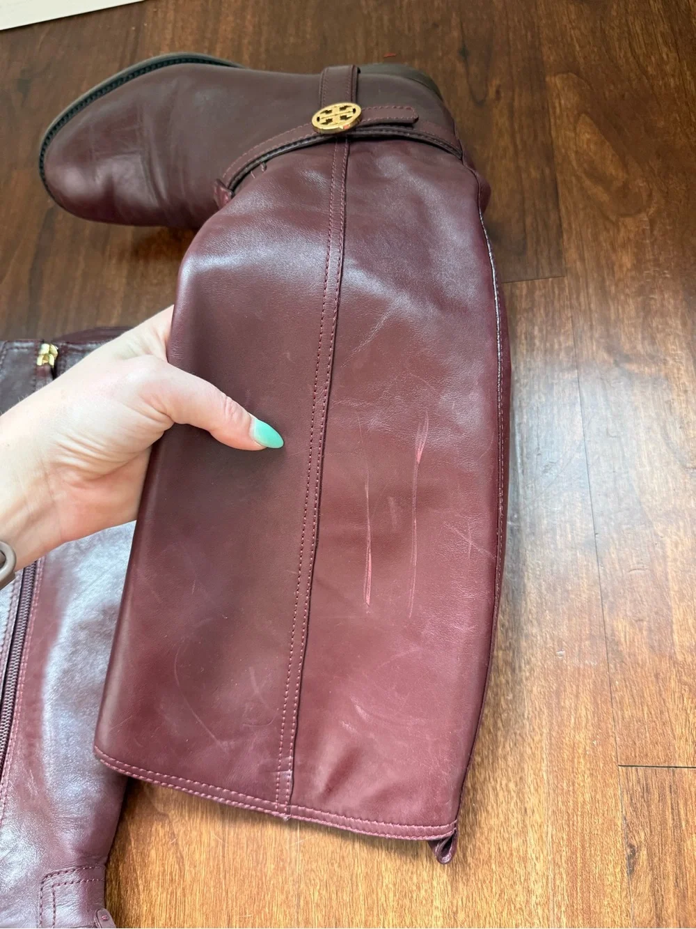 Tory Burch Bristol Riding Boots - Burgundy Sz 7